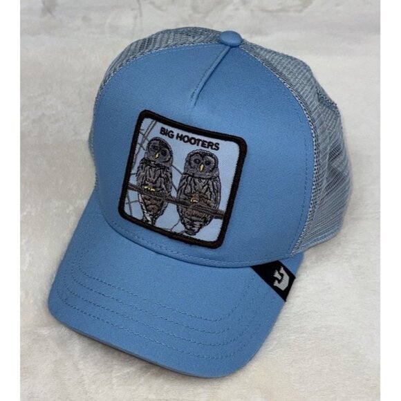 GOORIN BROS THE FARM Trucker Baseball Snapback Hat Cap Big Hooters Owl Bird Blue - Picture 1 of 9